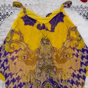 Yellow and Purple Flowy Tanktop